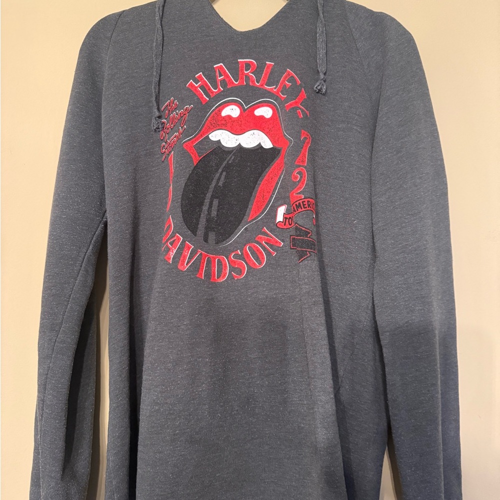 Harley-Davidson® Women's Rolling Stones Highway Notched Pocketless Hoodie, Gray